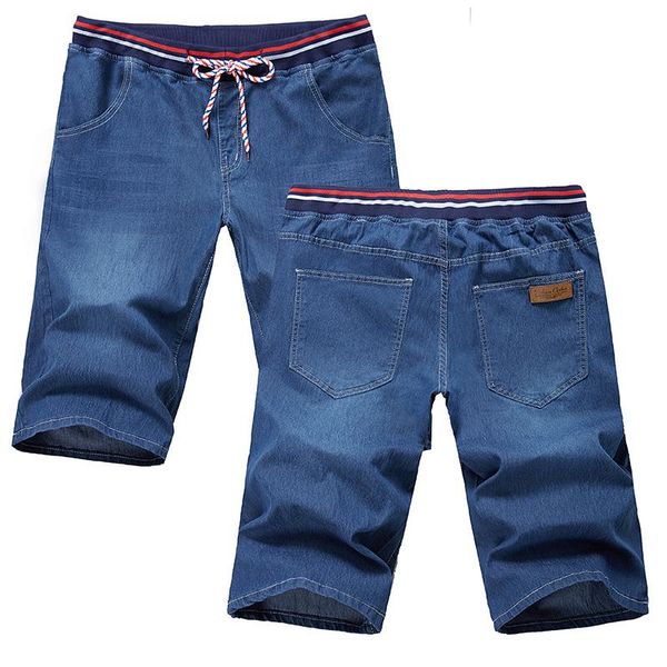 

men's shorts summer bermuda straight denim business casual fashion elastic waist drawstring jeans plus size 55 56 58, White;black