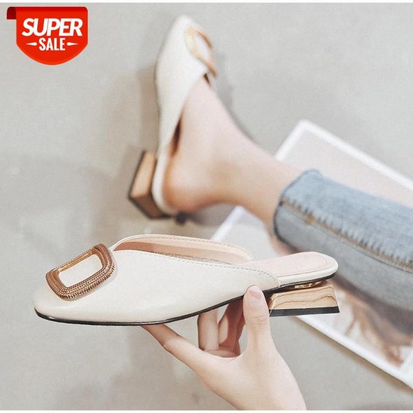 

mcckle women summer slippers office lady slides fashion female low heel sandals casual mules pu leather elegant woman shoes 2020 #8y14, Black