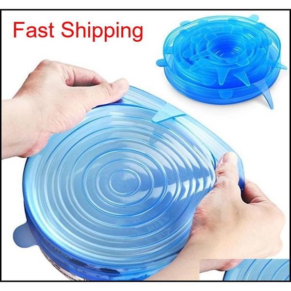 

6 pcs/set reusable sil stretch lids food cover fresh keeping sile stretch lids caps for food k qyltmg bbgargden