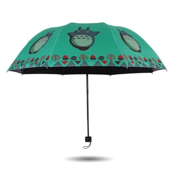 Прекрасный Totoro Silver Coveration Sunshade зонтик анти УФВ / дождь трех складные зонтики 201104