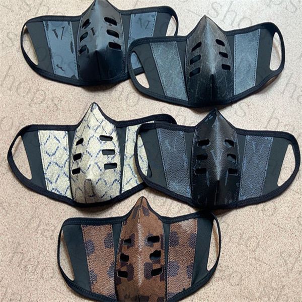 

pu leather dustproof breathable face unsiex fashion print men women mouth masks outdoor durable protect