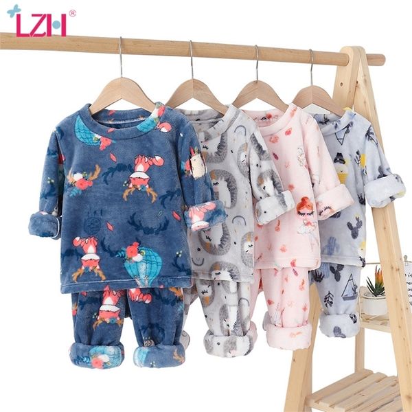

lzh 2020 autumn winter flannel cute cartoons children pajama christmas boys sleepwear pajama home wear girls clothes 3-12 years lj201216, Blue;red