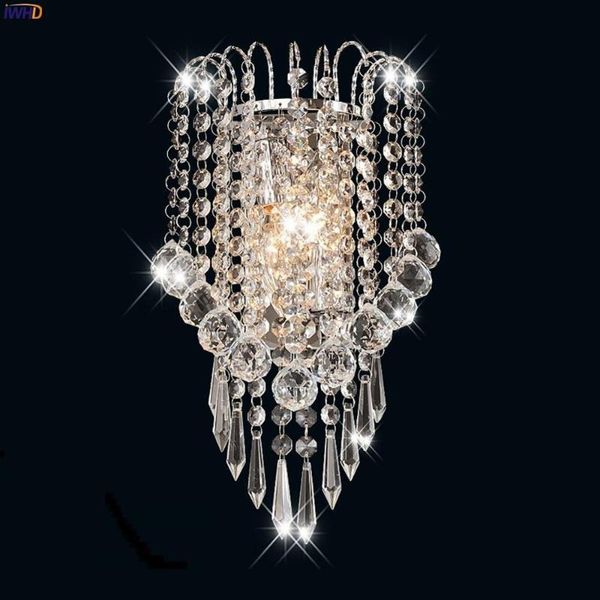 

iwhd modern simple crystal wall lamp beside bedroom mirror stair light sconce wall lighting led aplique lampara pared wandlamp