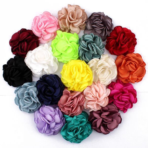 

120pcs/lot 8cm  colors newborn vintage soft artificial fabric flowers for headbands chic hair flowers for children accessories lj201226, Slivery;white