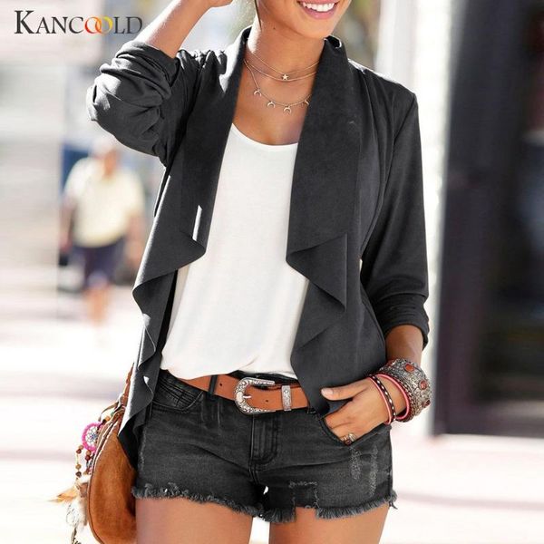 

women's jackets kancoold coats women ladies long sleeve open front slim jacket outwear solid loose fashion woman and 2021jul29, Black;brown