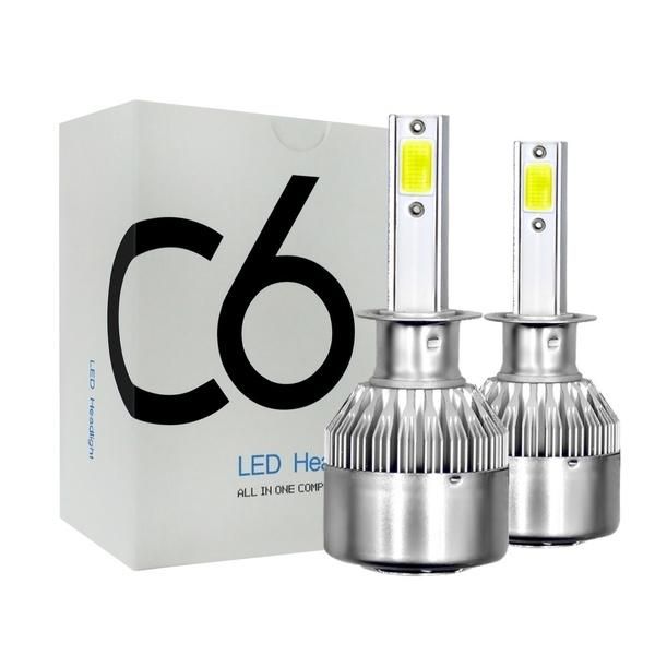 

40pcs 20pair c6 led car headlights 72w 7600lm cob auto headlamp bulbs h1 h3 h4 h7 h11 880 9004 9005 9006 9007 car styling lights
