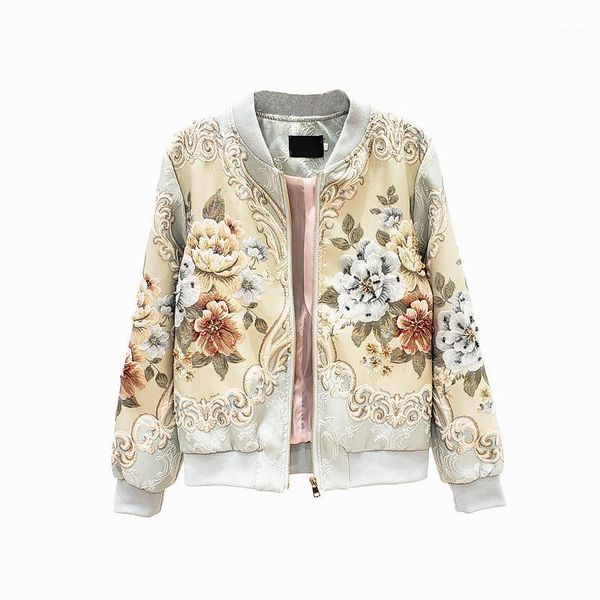 

retro embroidery basic jacket coat autumn 2020 girl's satin bomber coat women luxury embroidery baseball bomber jackets sa353s301, Black;brown