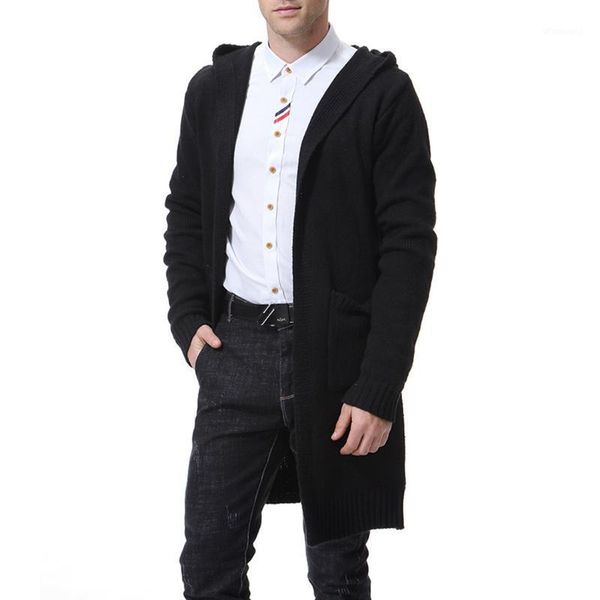 

men's wool cardigan long sleeve solid slim fit autumn winter wear thick long clothes cotton knitted casual fashion male sweaters1, White;black
