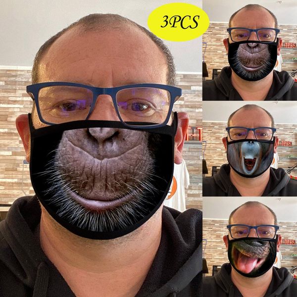 

funny orangutan animal printed ice silk mask washable reusable halloween cosplay mask women scarfs mascarillas mondmasker sqcbdx