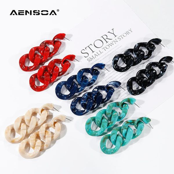 

aensoa unique acrylic long dangle earrings for women statement 5 color geometric earrings fashion jewelry wholesale pendientes1, Silver