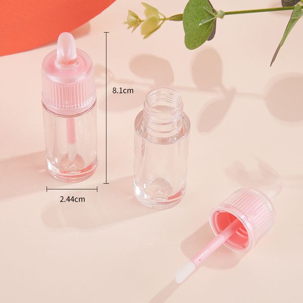 

20/50pcs 6ml round milk bottle shaped lipgloss containers pink cap cosmetic lip oil package makeup accessories lipstick bottles