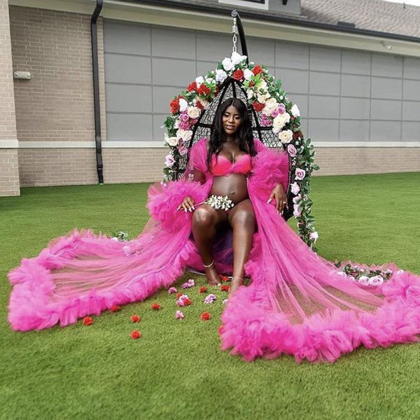 

pink maternity tulle p shoot robe pregnant woman pgraphy tiered ruffles dress long bridal party birthday outfits, White