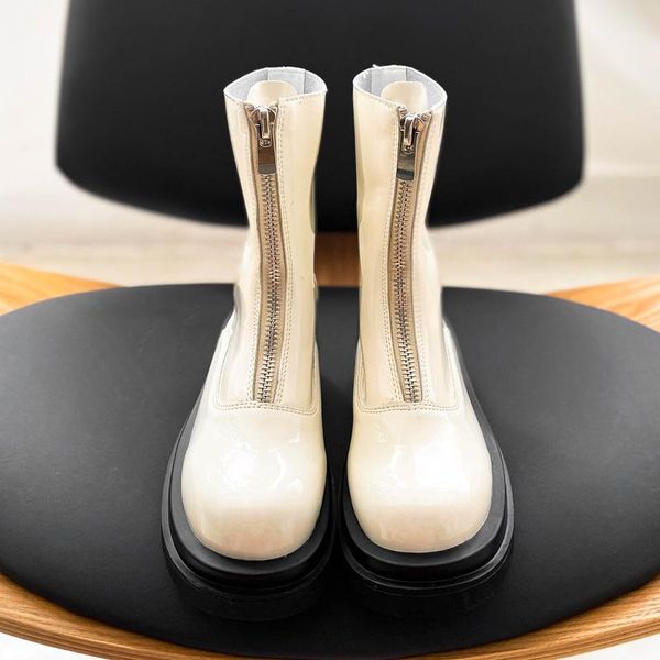 

boots deat 2021 spring autumn fashion casual solid color short women zipper mid-length thick-soled sf6081, Black