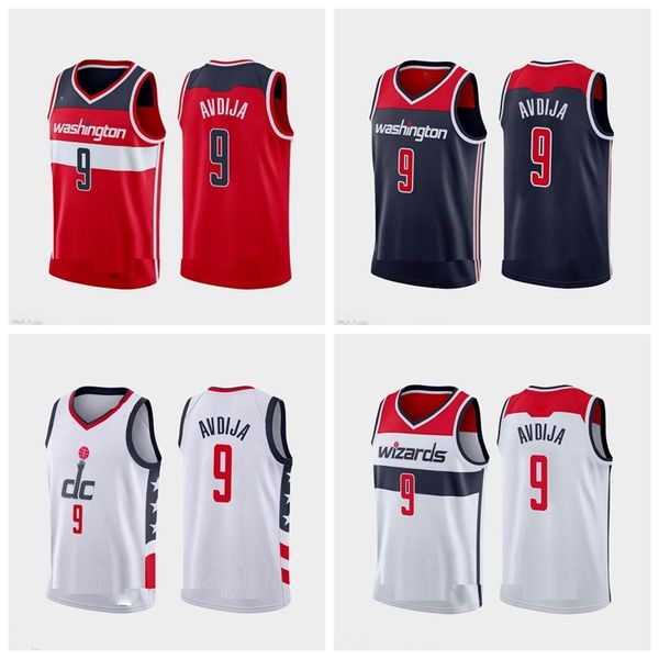 

2020/21 deni avdija 9 jersey washington wizards city basketball jerseys black white red 01, Black;red