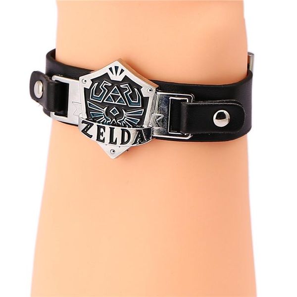 

charm bracelets julie the legend of zelda leather bracelet keepsake hylian shield game souvenir punk bangle cos jewelry, Golden;silver