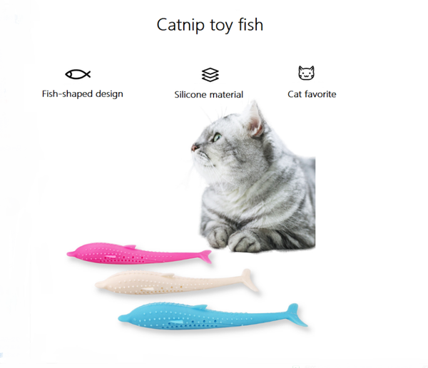 

cat toys catnip toy,silicone fish dolphin shape teether toy,interactive chewings toys(blue/ pink/white)