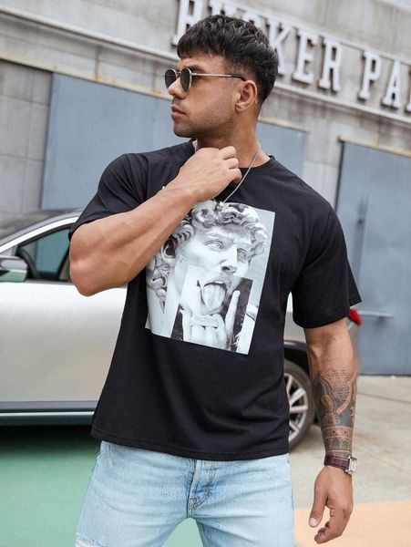 

extended sizes men figure graphic tee j6iy#, White;black