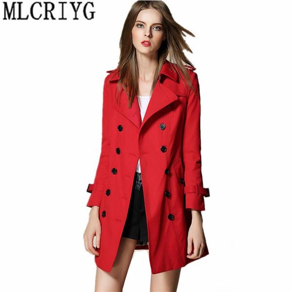 

2020 women's windbreaker slim trench coat female spring autumn double breasted women raincoat business outerwear clothes yq086, Tan;black