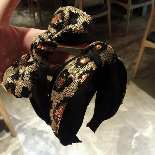 

hair accessories leopard sequin bows hairbands for women girls band crown flower headbands