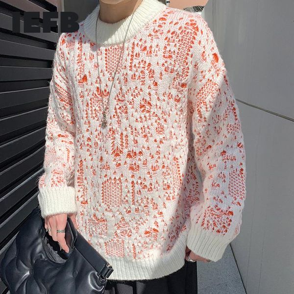 

men's sweaters iefb autumn winter two color double-layer hole sweater for men design block loose oversized kintwear clothes male 9y4676, White;black