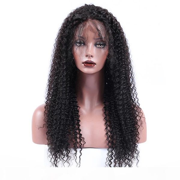 

dilys hair kinky curly human hair lace frontal wigs brazilian mongolian indian virgin human hair 180% density natural color 8-22 inches, Black;brown