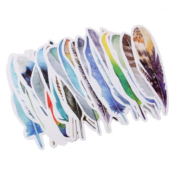 

30pcs colorful feather cartoon paper bookmarks message cards students stationery1