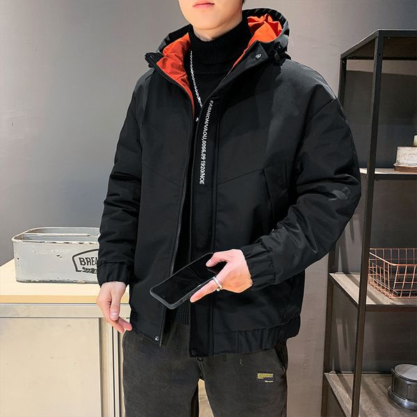 

anbican 2020 winter fashion hooded letter thicken parka casual warm jacket, Black