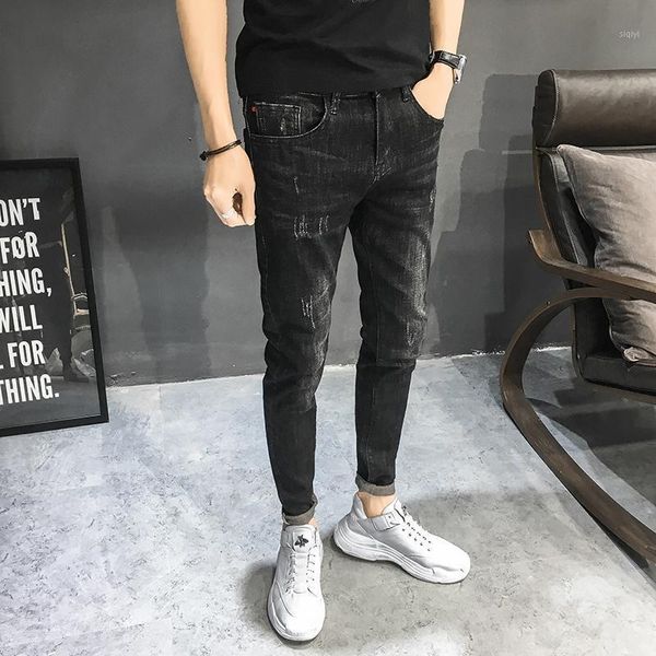 

autumn new jeans men slim fashion washed black denim pants man streetwear hip hop trend wild cowboy trousers male clothes1, Blue