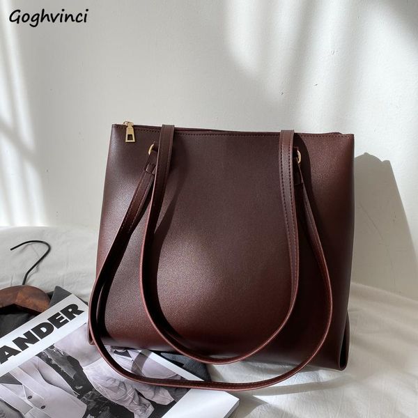 

cross body shoulder bags women casual big tote large capacity commute handbags simple fashion elegant pu zipper korean style ulzzang retro