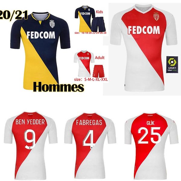 

as monaco football suit maillots de foot 20 21 keita balde ben yedder gelson 2020 2021 fabreags logo men's + children's suit unifo, Black;yellow