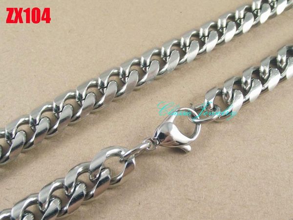 

14"-38"10mm circular arc shape cuba chain stainless steel necklace chains jewelry men's punk jewelry 10pcs zx104, Silver