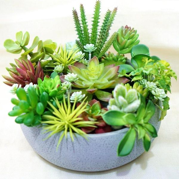 

decorative flowers & wreaths realistic fake succulents green plastic home garden faux artificial succulent cactus plants wall decor diy mini