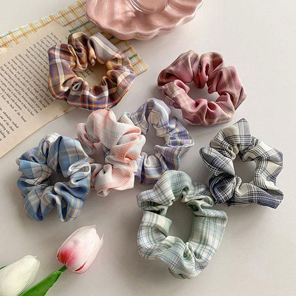 

vintage plaid hair ring stretch headband lattice cloth fabric rubber band ponytail hair tie elastic hairbands hair accessories q bbyfqg