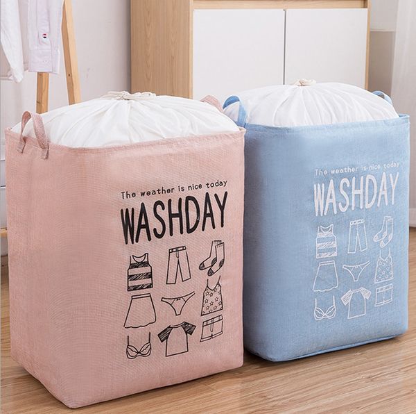 Cesta de lavanderia dobrável com labial dobrável grande capacidade de roupa brinquedo cestas de armazenamento para bebé crianças sujas roupas organizador balde lj201204