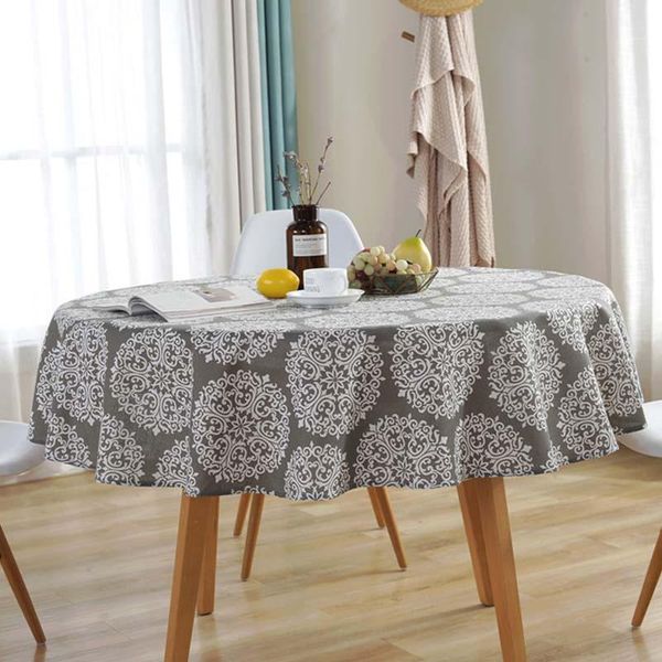 

grey flower tablecloth dinning tablecloth round jacquard pattern for table decor picnic party pad adornos de navidad para casa wmthbs