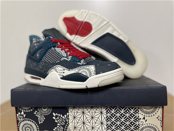 

2020 release authentic 4 se sashiko japan deep ocean sail cement grey fire red man outdoor shoes sports sneakers with box