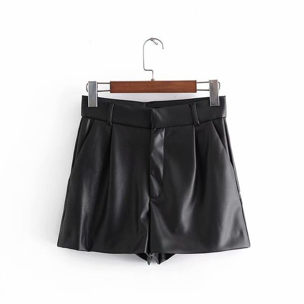 

2021 new fall europe and the united states' pu leather leisure female factory wholesale shorts cj8q, White;black