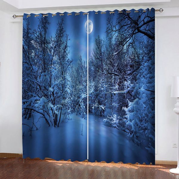 

luxury blackout 3d window curtain for living room bedroom blue forest christmas curtains decoration curtains