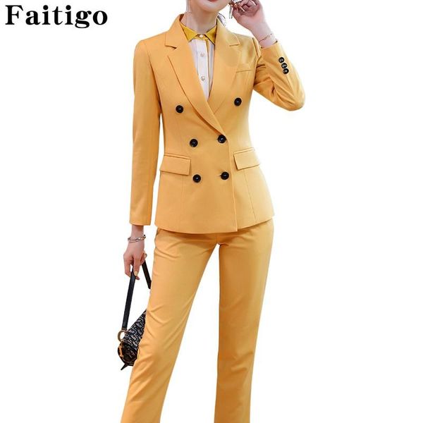 

woman suits lady suit office plaid blazer set double breasted business suits 2 two piece set womens blazer with pants, White