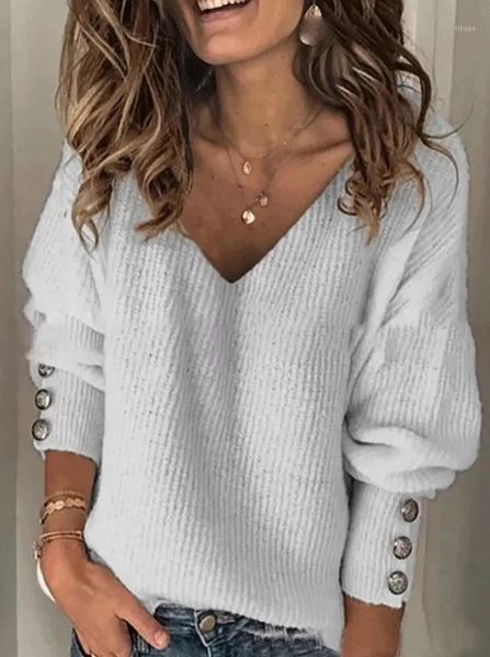 

2020 new winter pullover wool knitted button wave1, White;black