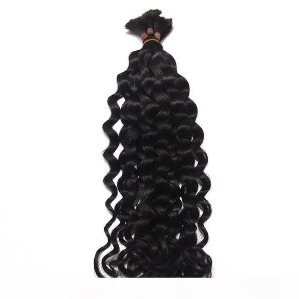 

grade human hair brazilian bulk hair for braiding 3 bundles lot 100% human straight wave natural color hair, Black