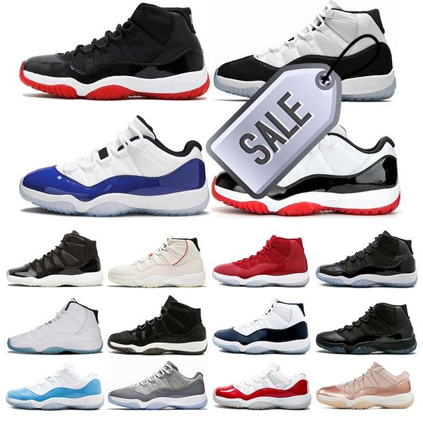 

11 11s mens basketball shoes concord 45 cap and gown bred space jam xi women sport sneakers shoes 713 j, Black