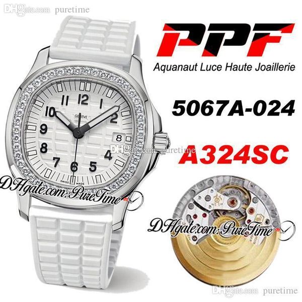 

ppf 5067a-024 a324sc haute joaillerie ladies watch womens watches diamond bezel white texture dial rubber edition ptpp puretime c3, Slivery;brown