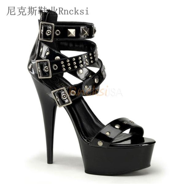 

sandals rncksi kobiety klasyczne 15cm bardzo wysokie na obcasie damskie gladiator letnie buty do pole dance kobiet, Black