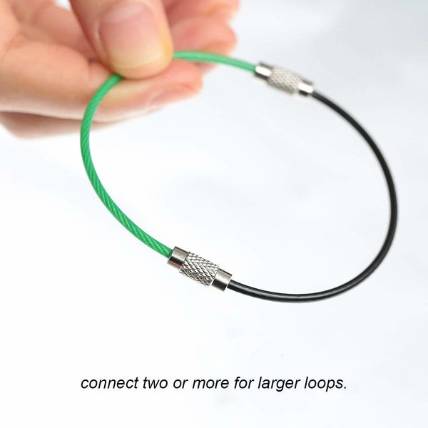 

keychains 4 inches wire key rings stainless steel cable heavy duty luggage tags loops tag keepers 2mm twist barrel, Silver