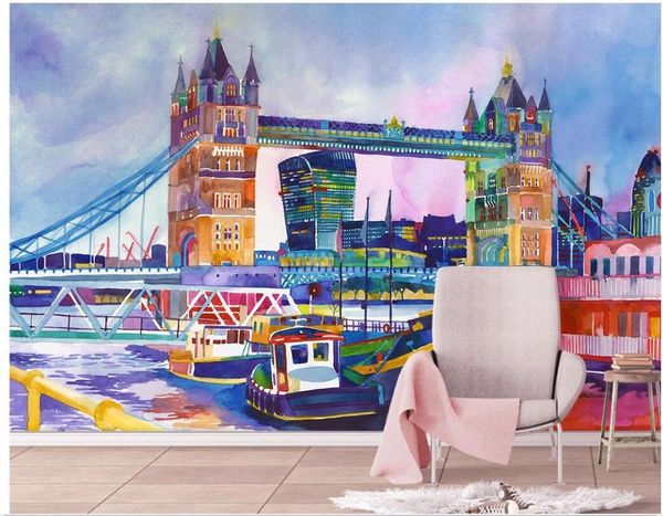 

wallpapers custom po 3d wallpaper watercolor european famous architectural home decor living room wall murals for walls 3 d