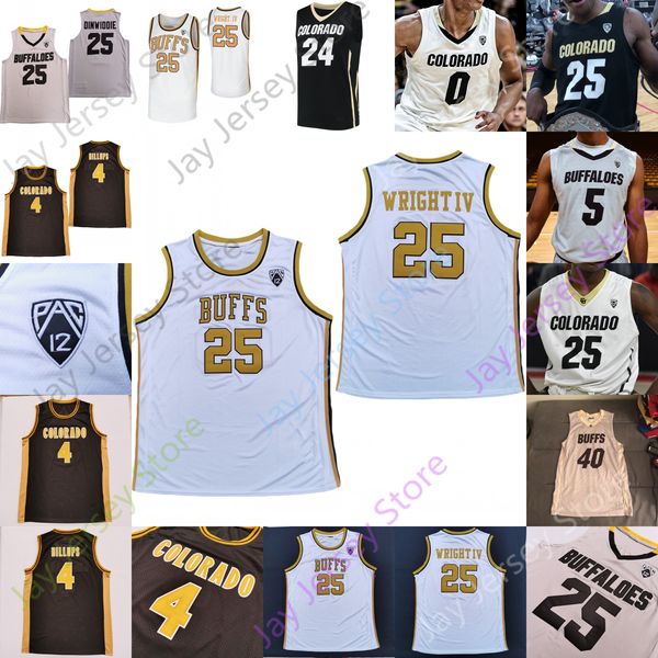 Basketball-Trikots, individuelles Basketball-Trikot der Colorado Buffaloes, NCAA College, Nique Clifford Jabari Walker Keeshawn Barthelemy Jeriah Horne Luke O'Brien