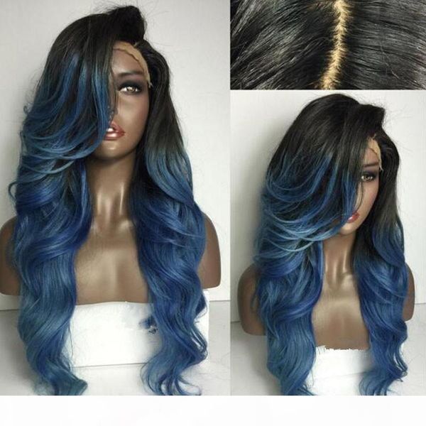 

long wave ombre synthetic hair synthetic hair wig ombre synthetic lace front wigs african american wigs, Black