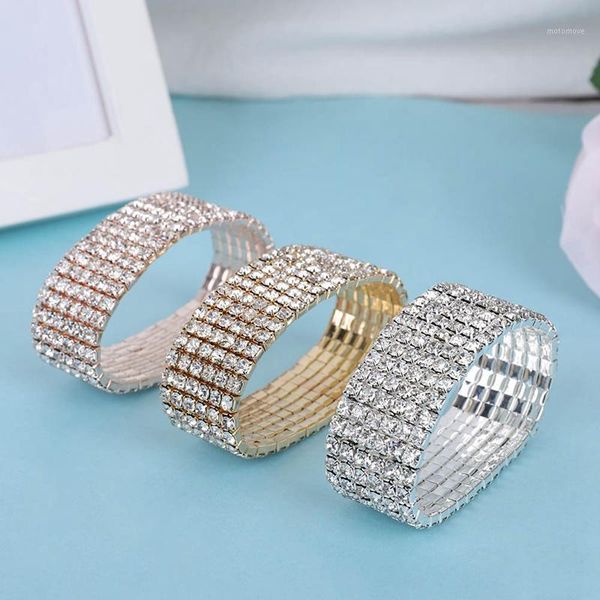 

new fashion crystal elasticity big bracelets for women gold/trend/rose gold color bangles1, Black