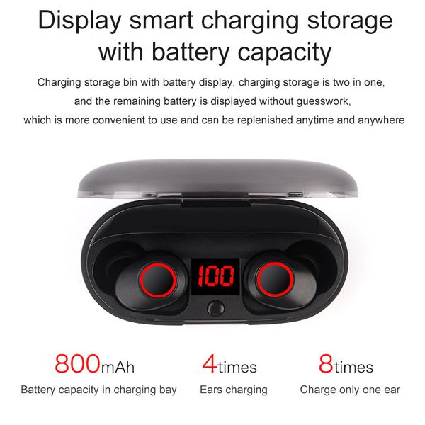 

true wireless bluetooth headphones touch control stereowireless earbuds with mic bluetooth 5.0 in-ear sports led display fast ship